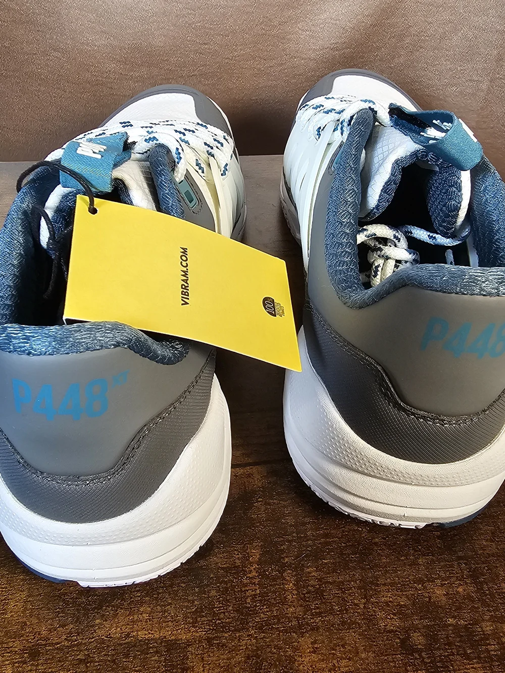 P448 Women’s Court Sneakers Size 38 US 7.5-8 White Gray Teal Vibram NWT